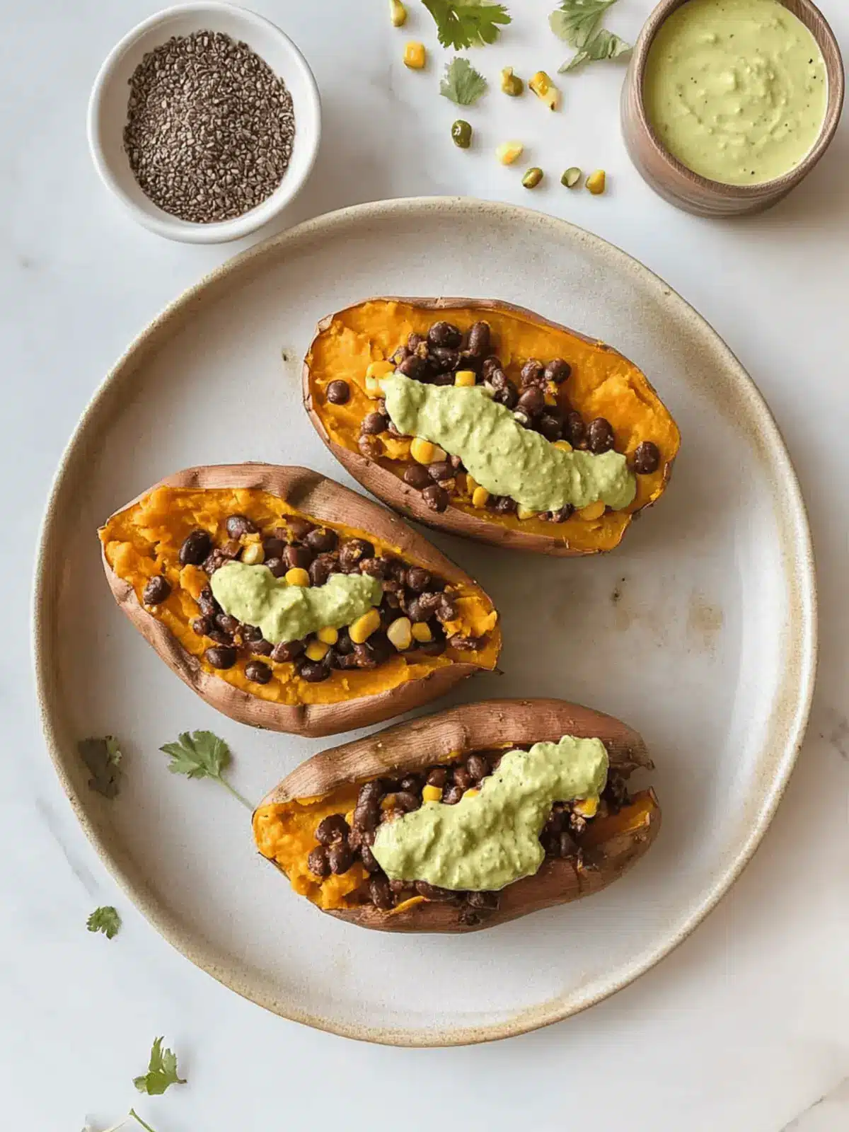 Vegan Loaded Sweet Potatoes with Creamy Avocado Bliss 4 Vegan Loaded Sweet Potatoes
