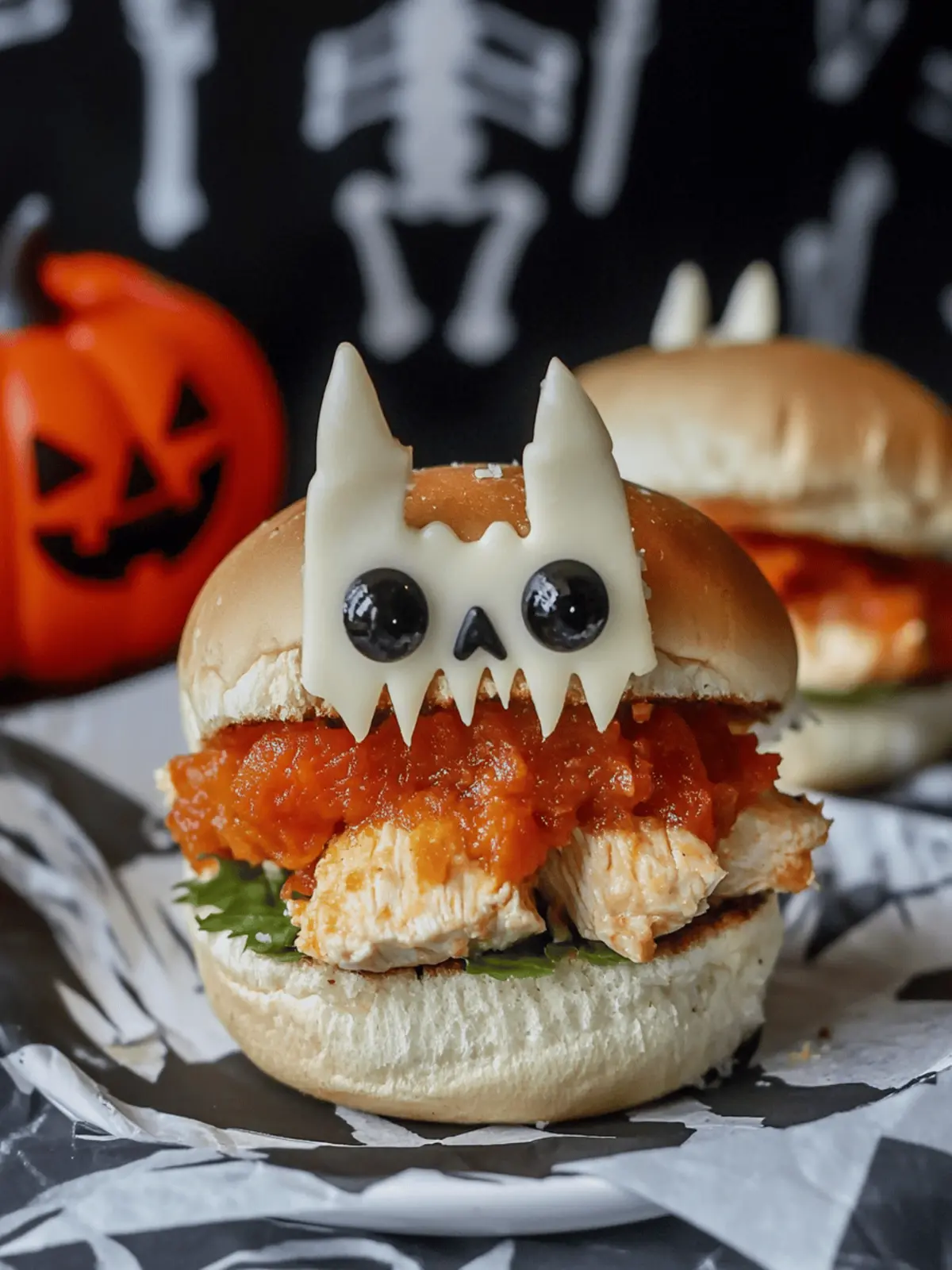 Halloween Chicken Parmesan Sliders