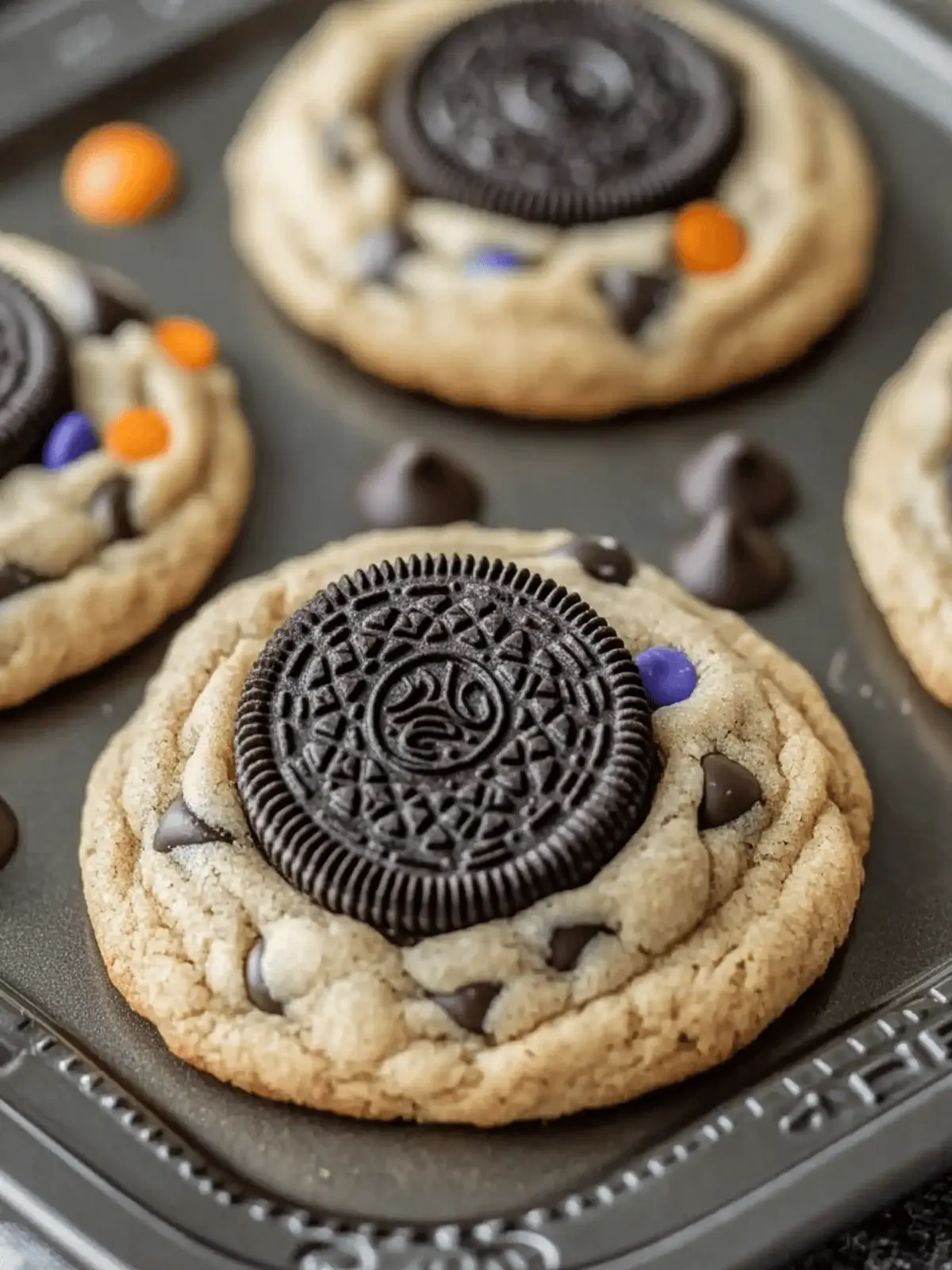 Easy Halloween Oreo Stuffed Chocolate Chip Cookies