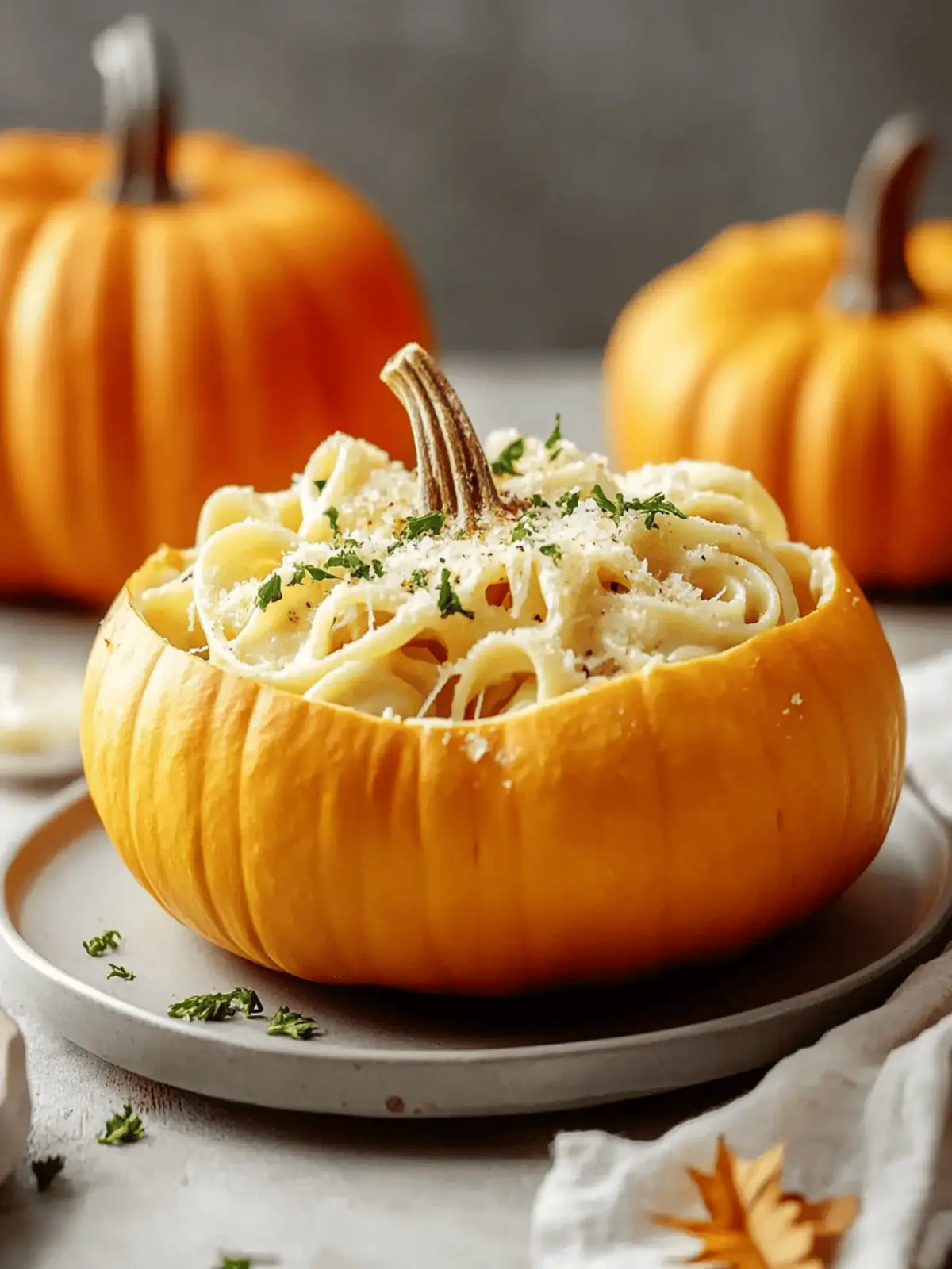 Pumpkin Alfredo Pasta Cauldrons