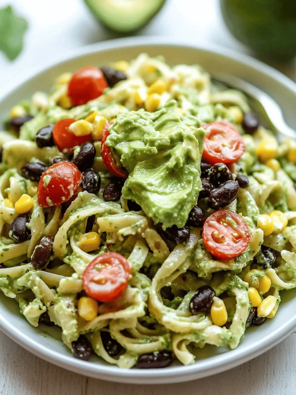 Creamy Avocado Dressing Pasta Salad with Black Beans & Corn