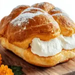 Delicioso pan de muerto relleno de nata