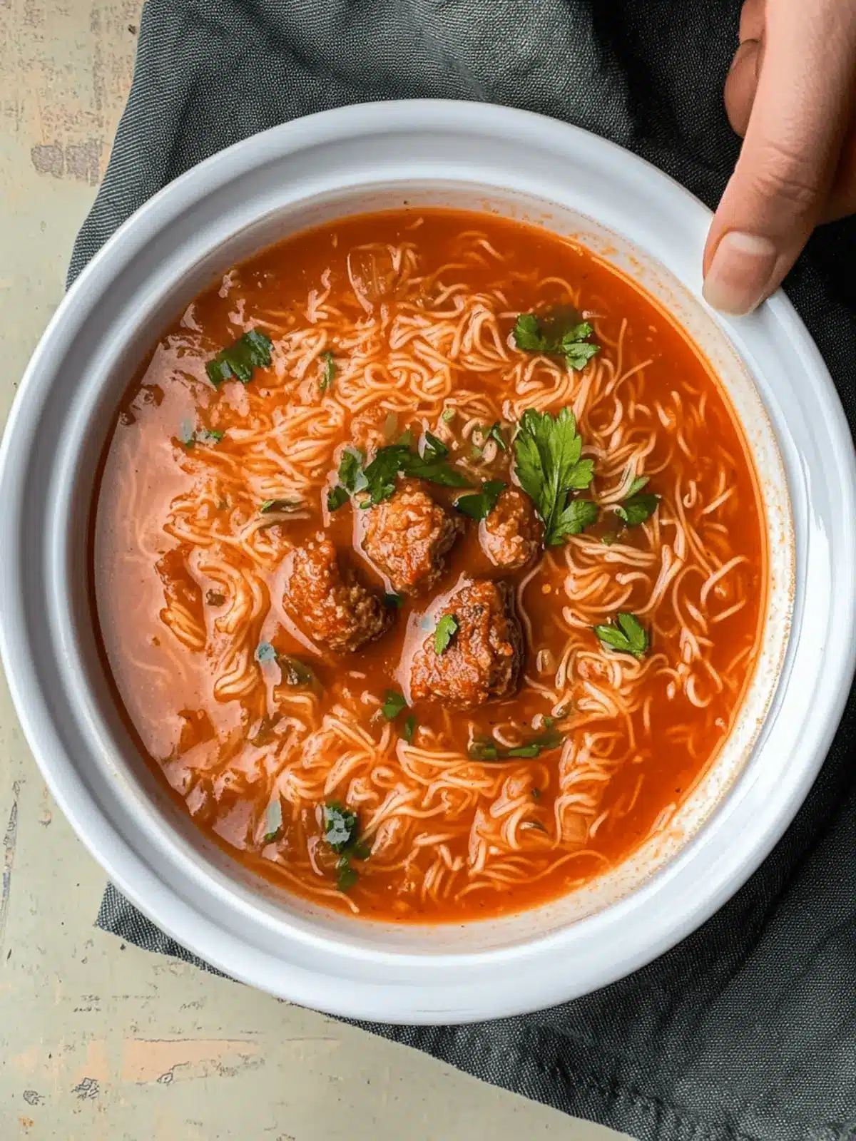 Tomato Vermicelli Soup (Kafta Soup)
