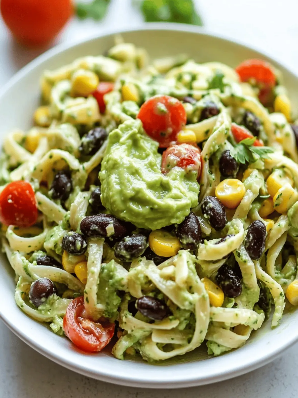 Creamy Avocado Dressing Pasta Salad with Black Beans & Corn