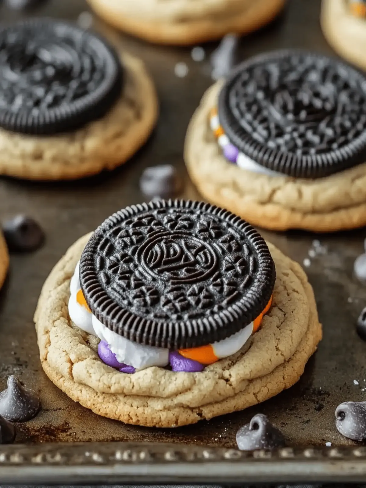Easy Halloween Oreo Stuffed Chocolate Chip Cookies