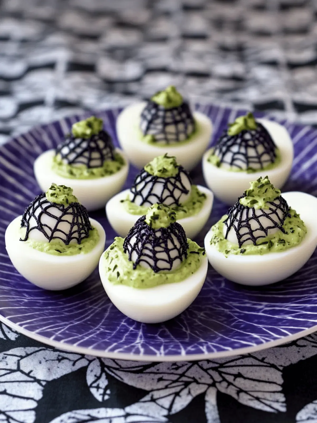 Spooky Spiderweb Deviled Eggs for a Fun Halloween Treat 4 Spooky Spiderweb Deviled Eggs