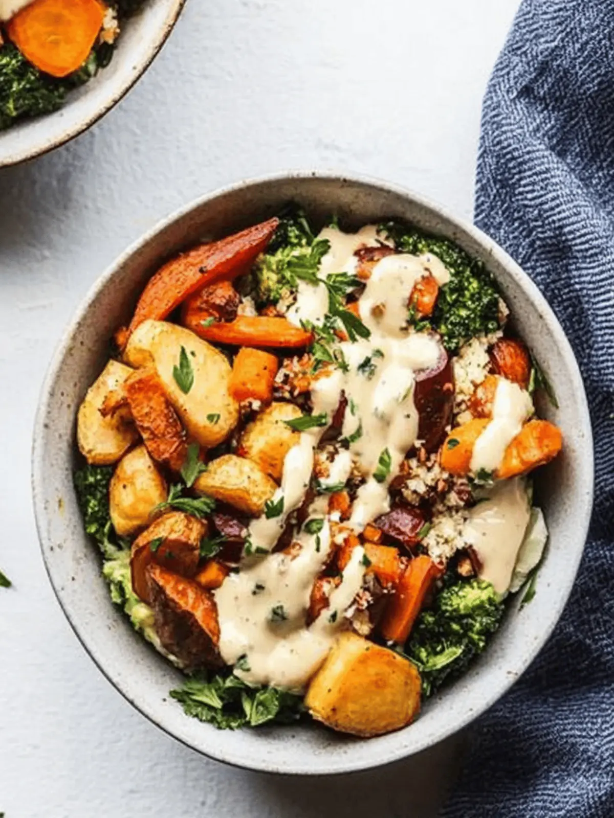 Roasted Root Vegetable Bowls with Tahini Dressing