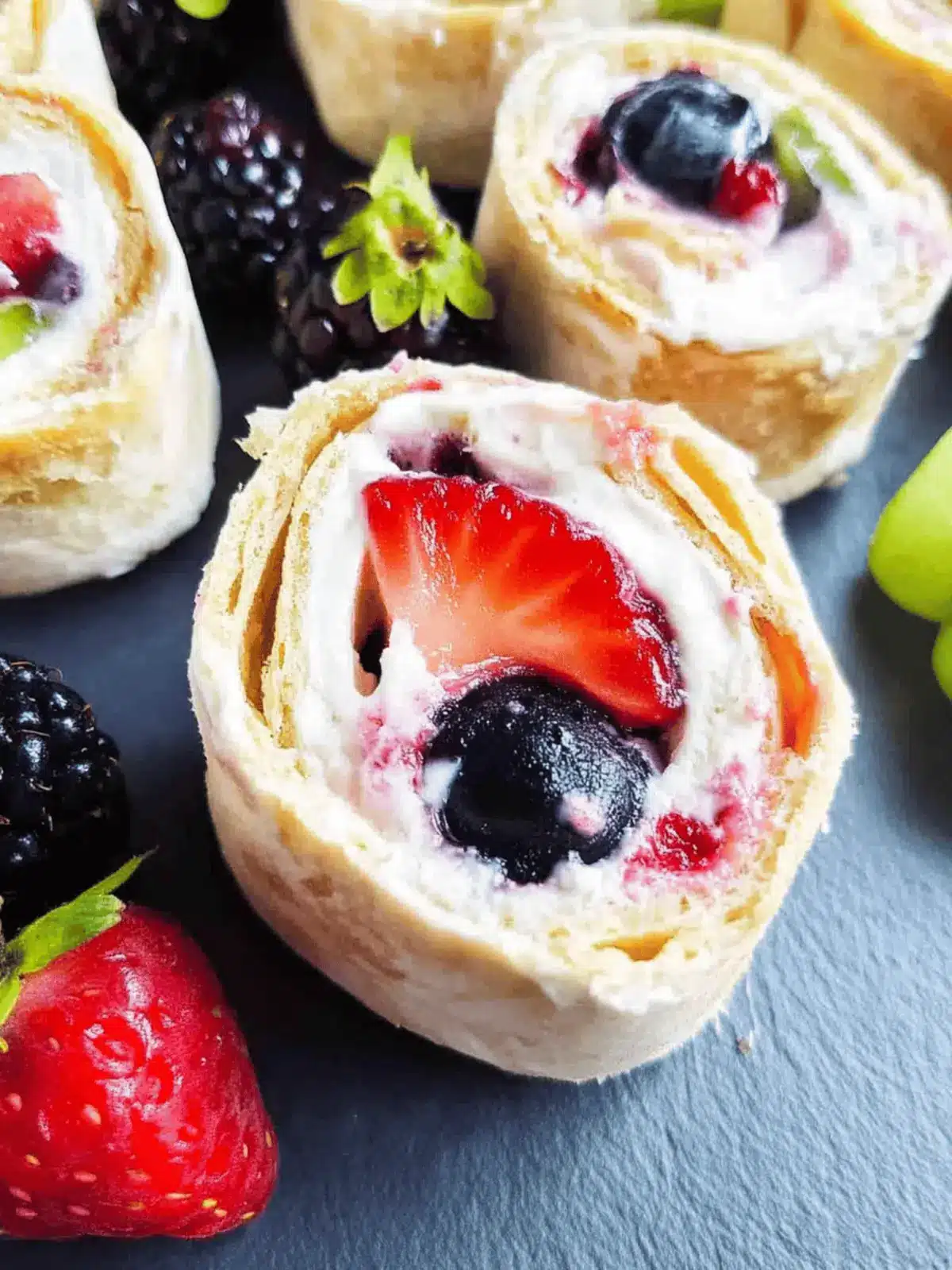 Easy Fruit Pinwheels with Cream Cheese and Berries