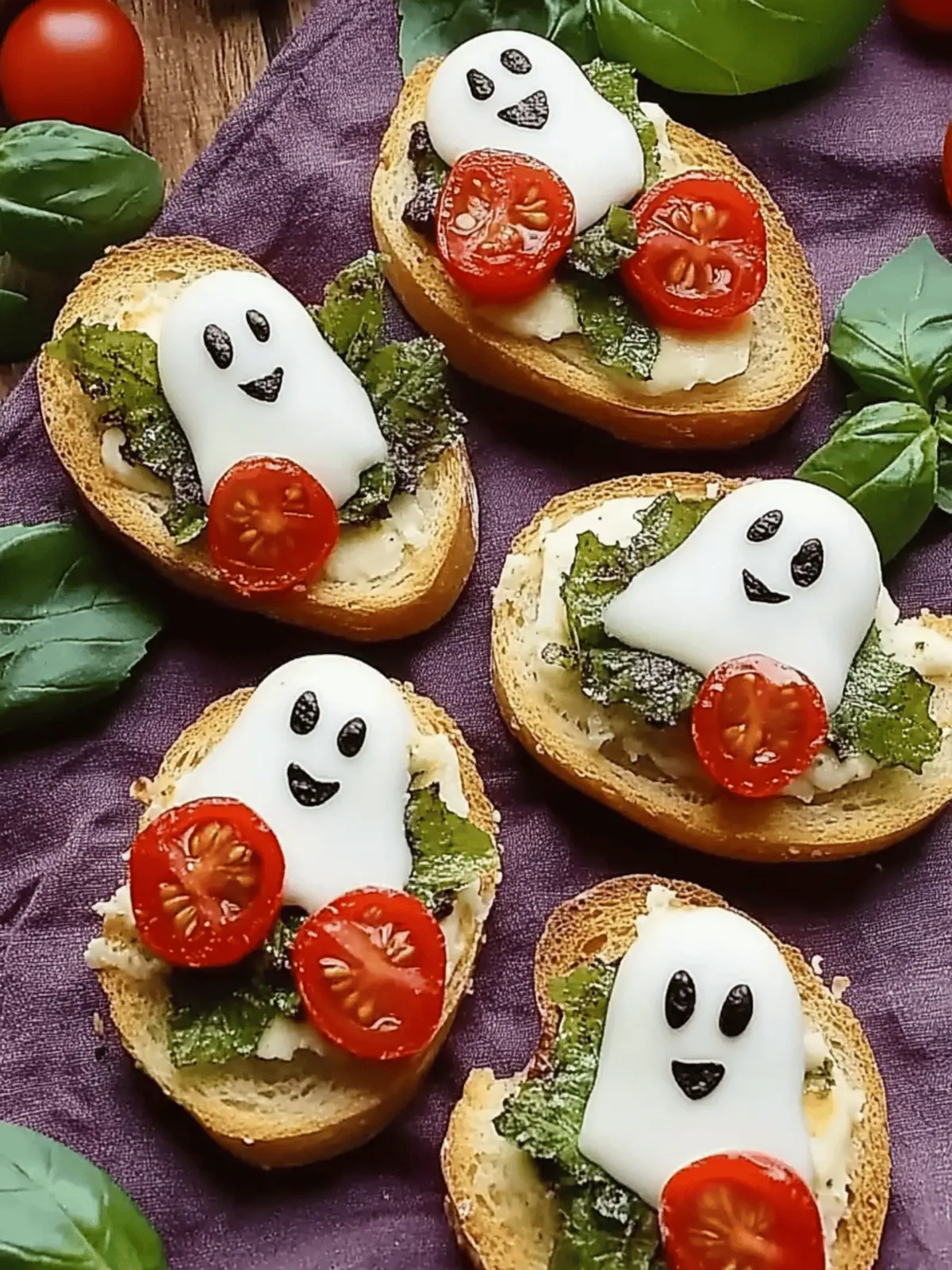 Caprese Crostini Ghosts