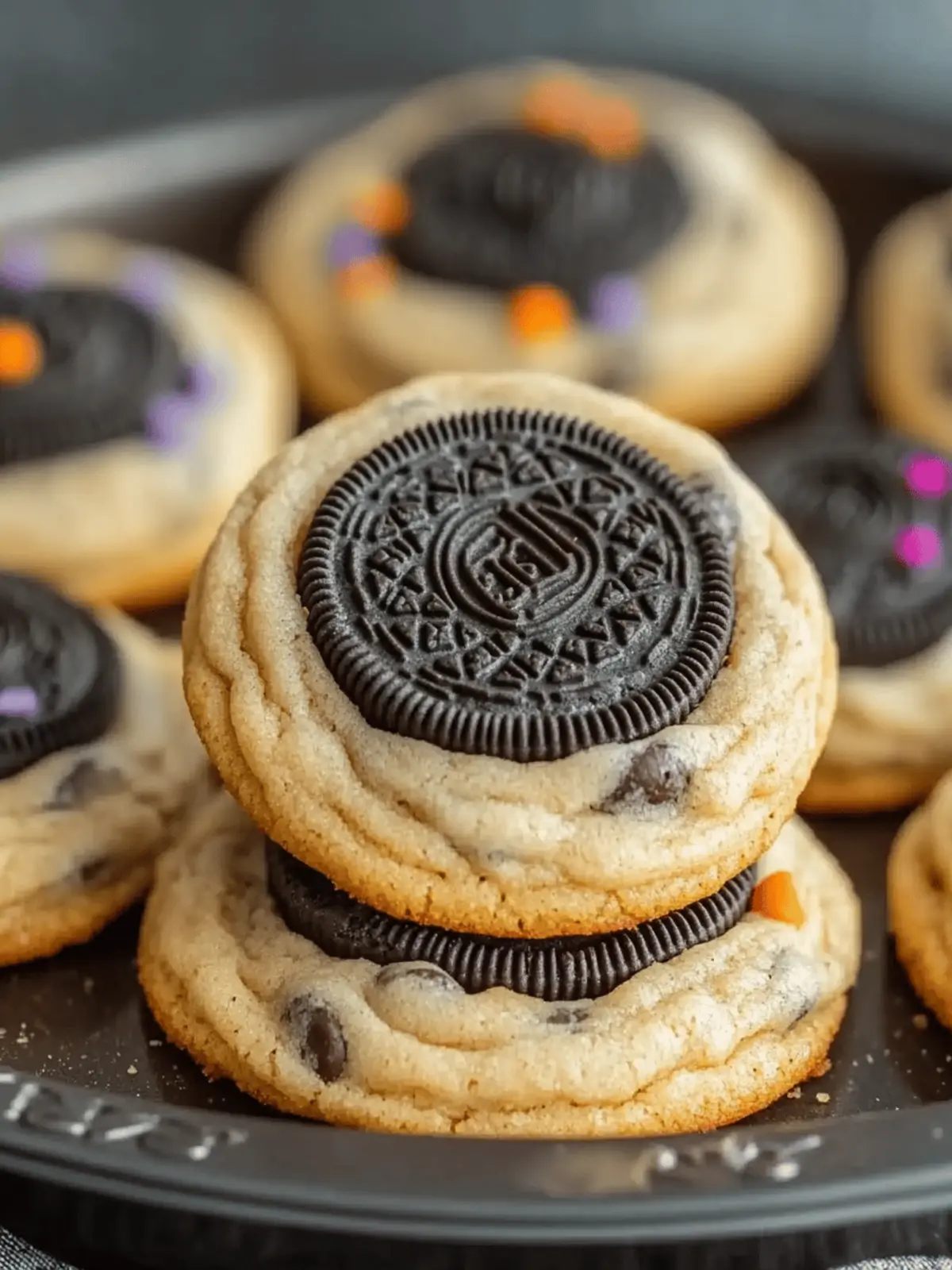 Easy Halloween Oreo Stuffed Chocolate Chip Cookies