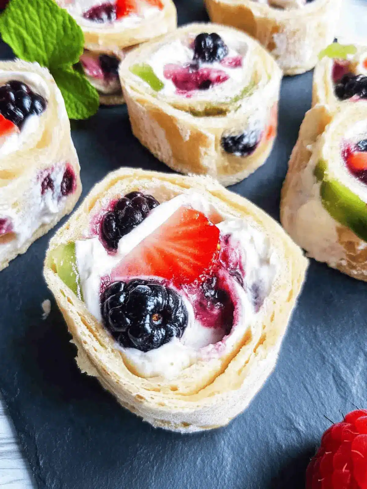 Easy Fruit Pinwheels with Cream Cheese and Berries