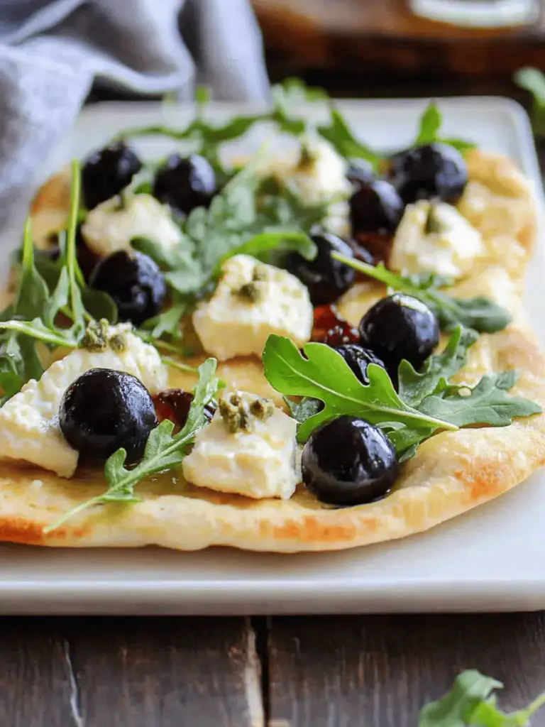 Goat Cheese Flatbread With Arugula and Blueberries