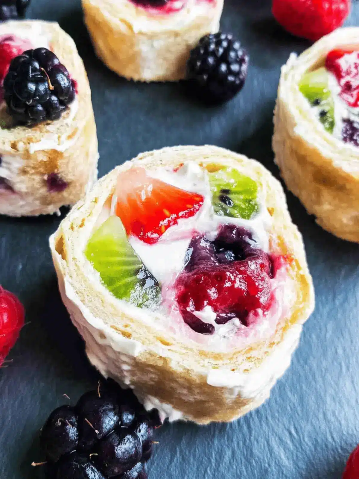 Easy Fruit Pinwheels with Cream Cheese and Berries