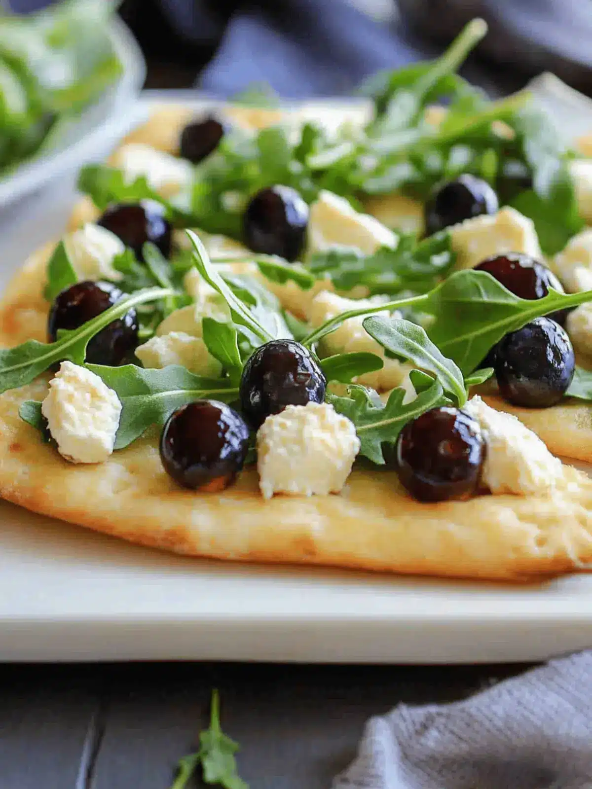 Goat Cheese Flatbread With Arugula and Blueberries