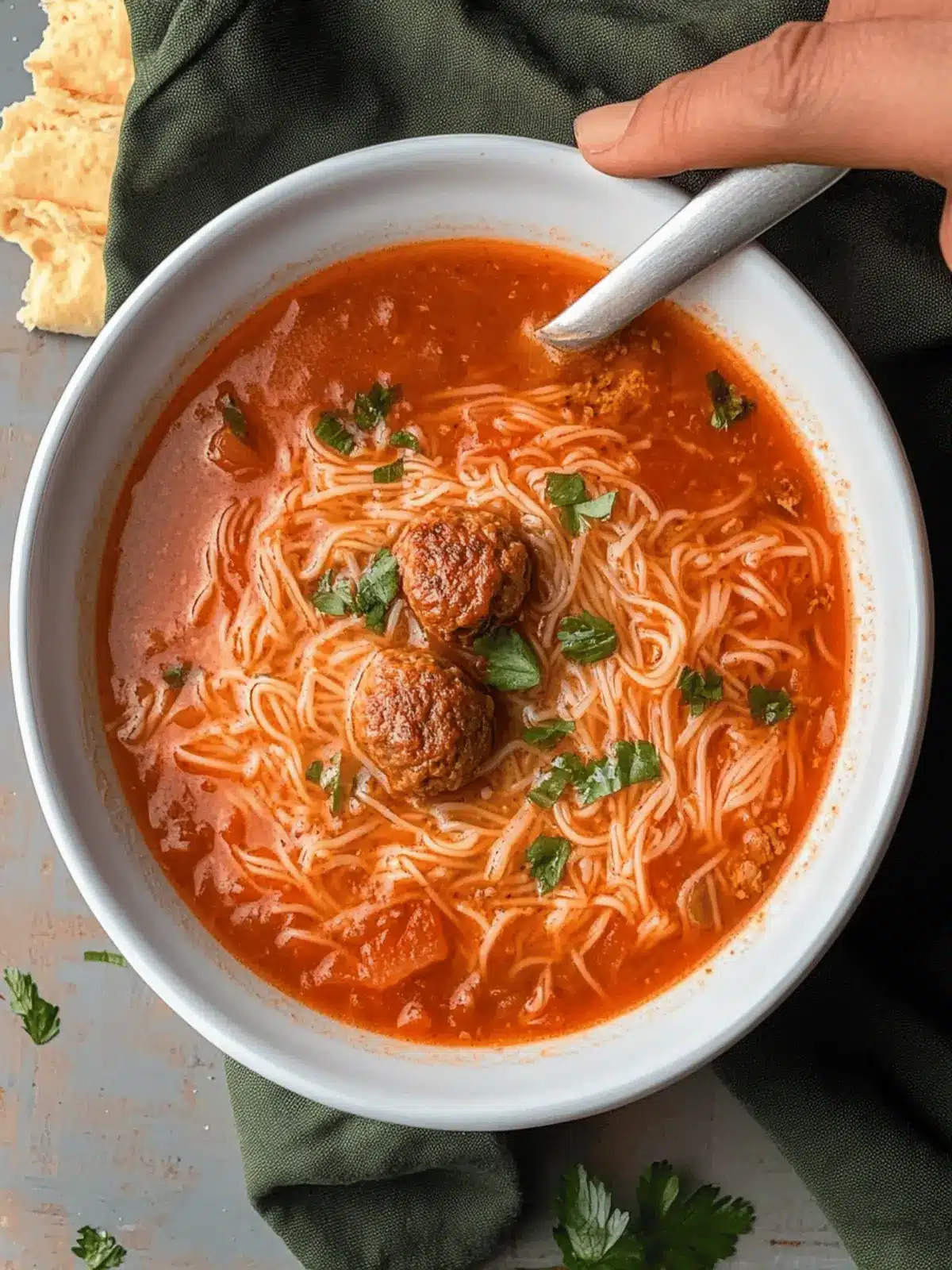 Tomato Vermicelli Soup (Kafta Soup)