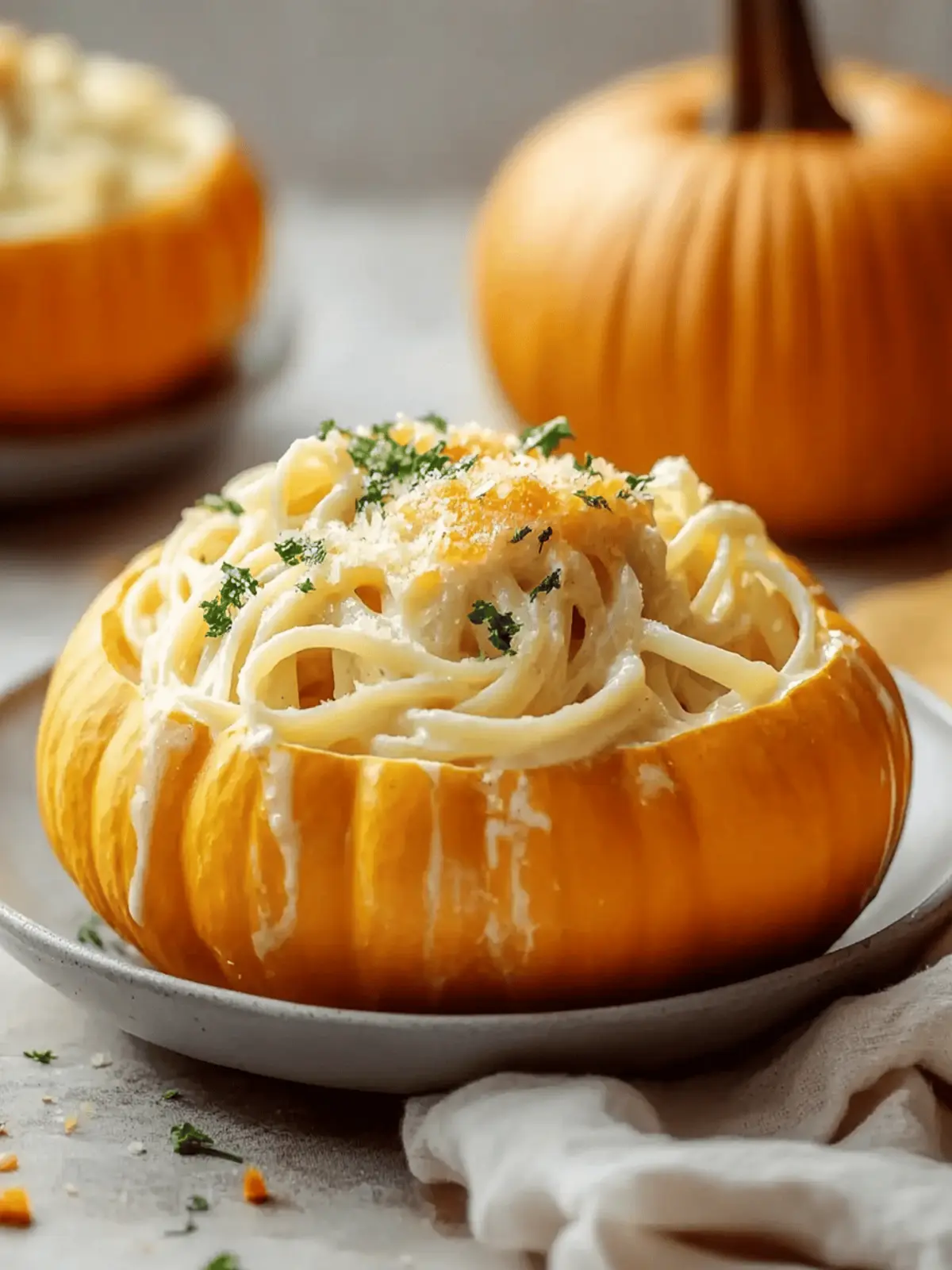 Pumpkin Alfredo Pasta Cauldrons