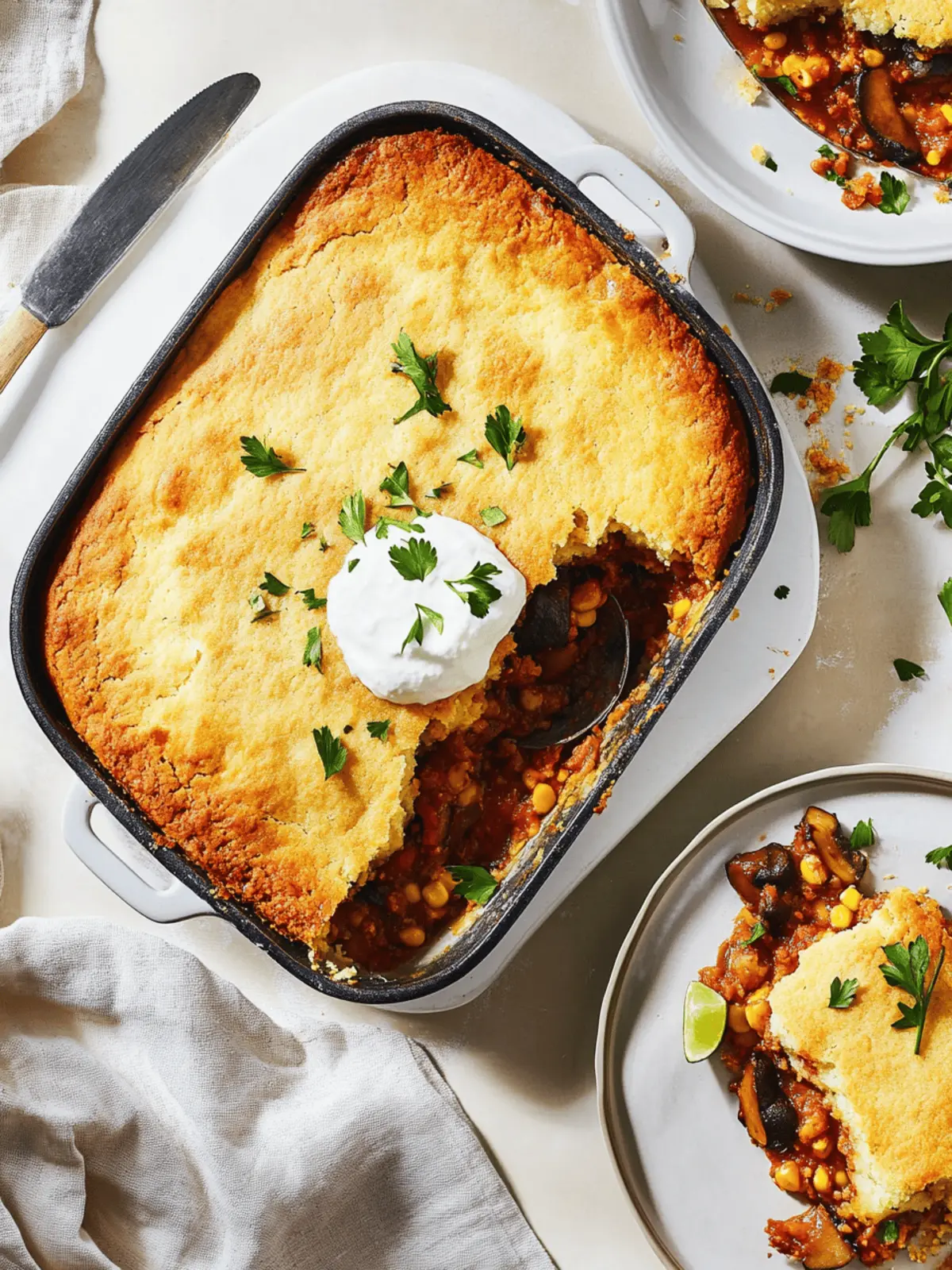 Mushroom Tamale Pie With Lime Cornbread Crust