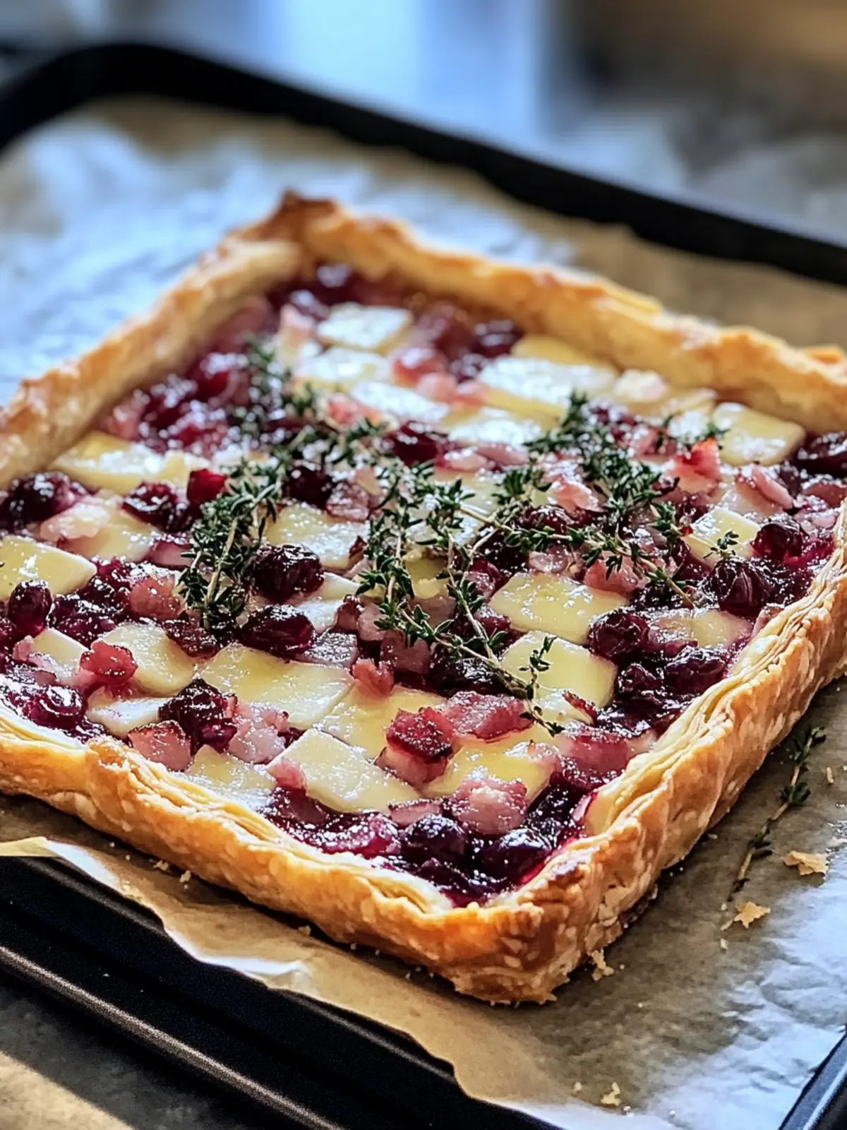 Savory Cranberry Brie Tart with Pancetta & Thyme Magic 2 Cranberry Brie Tart with Pancetta & Thyme