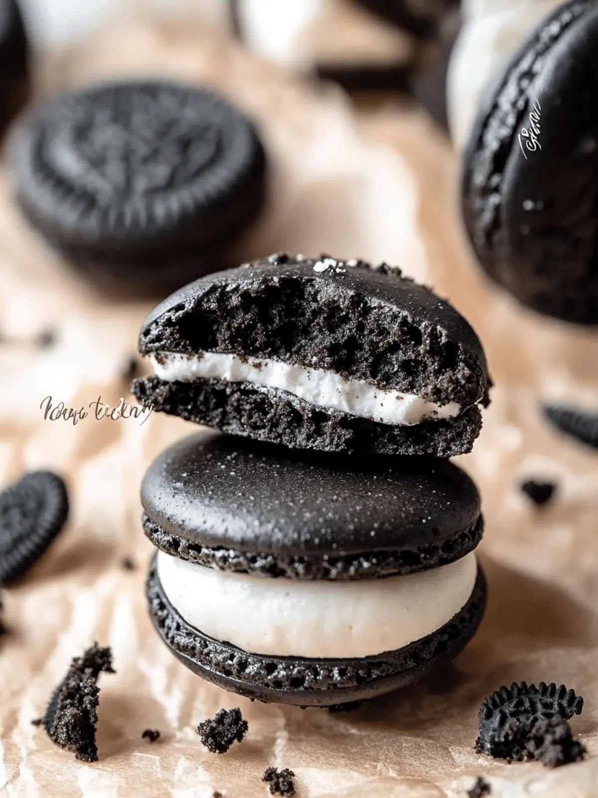 Decadent Oreo Macarons with Creamy Vanilla Filling 5 Oreo Macarons