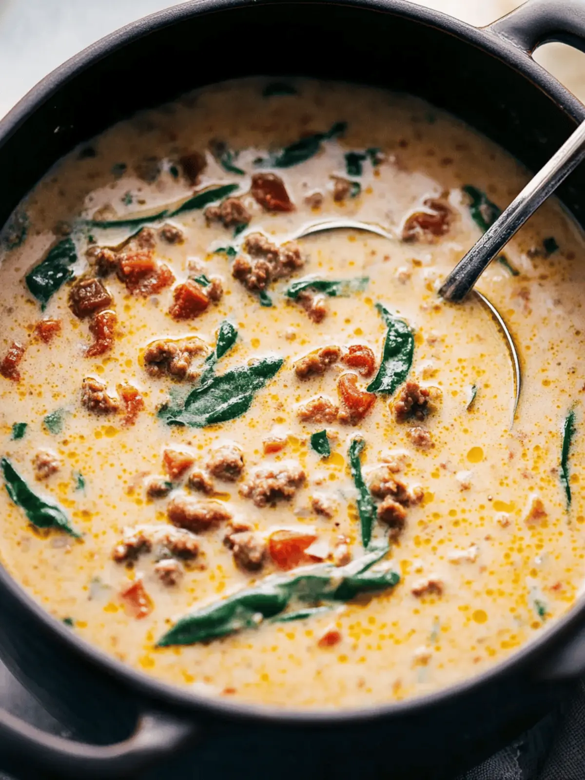Creamy Tuscan Soup with Sausage and Spinach Delight 4 Tuscan Soup