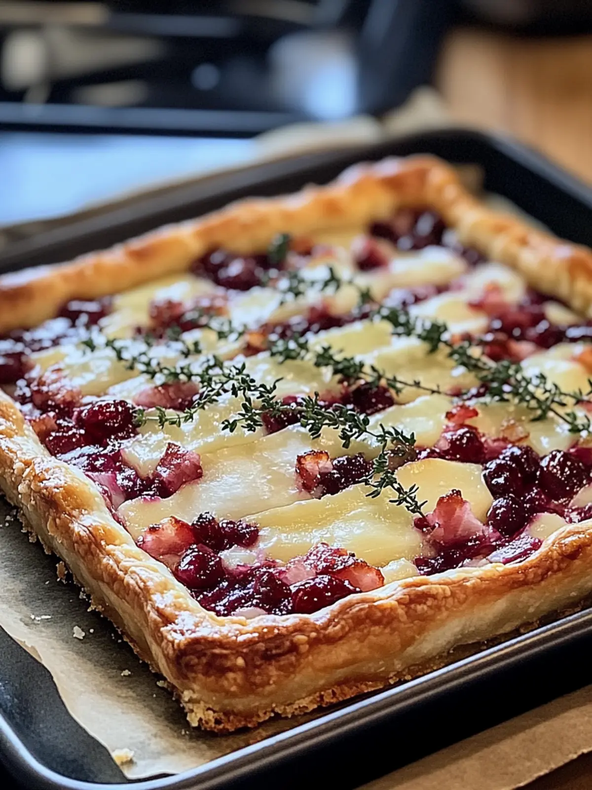 Savory Cranberry Brie Tart with Pancetta & Thyme Magic 3 Cranberry Brie Tart with Pancetta & Thyme