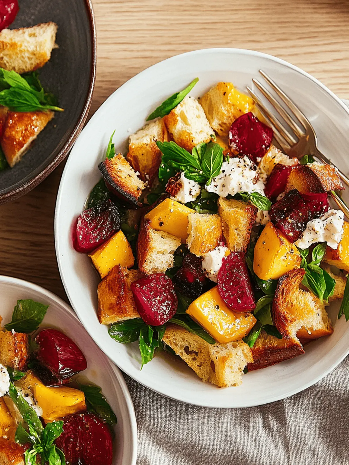 Winter Rainbow Panzanella Salad