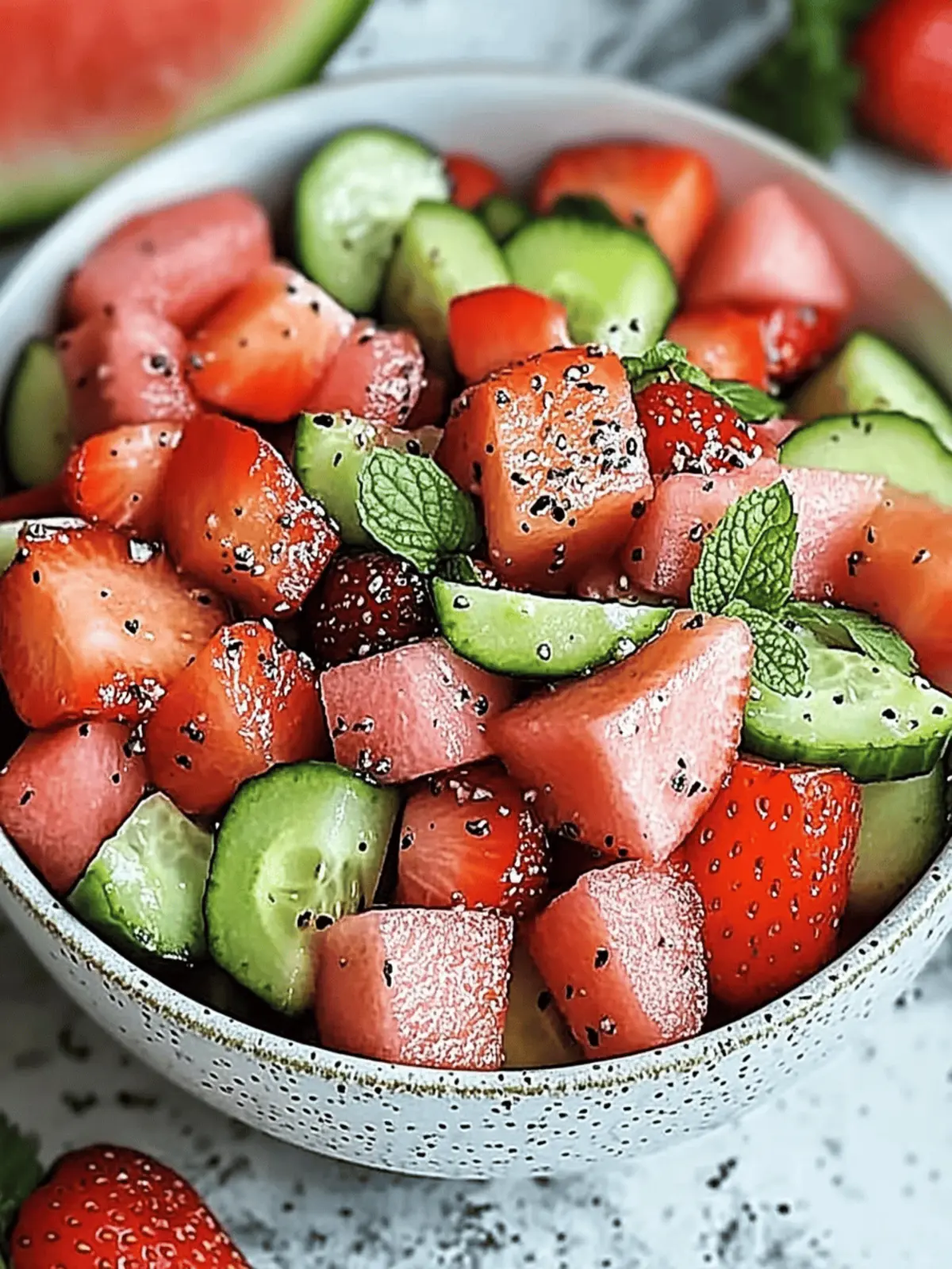 Cucumber Strawberry Watermelon Salad for a Refreshing Summer 3 Cucumber Strawberry Watermelon Salad