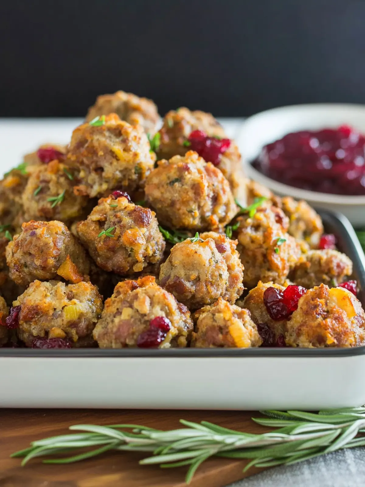 Sausage Stuffing Bites With Cranberry Sauce