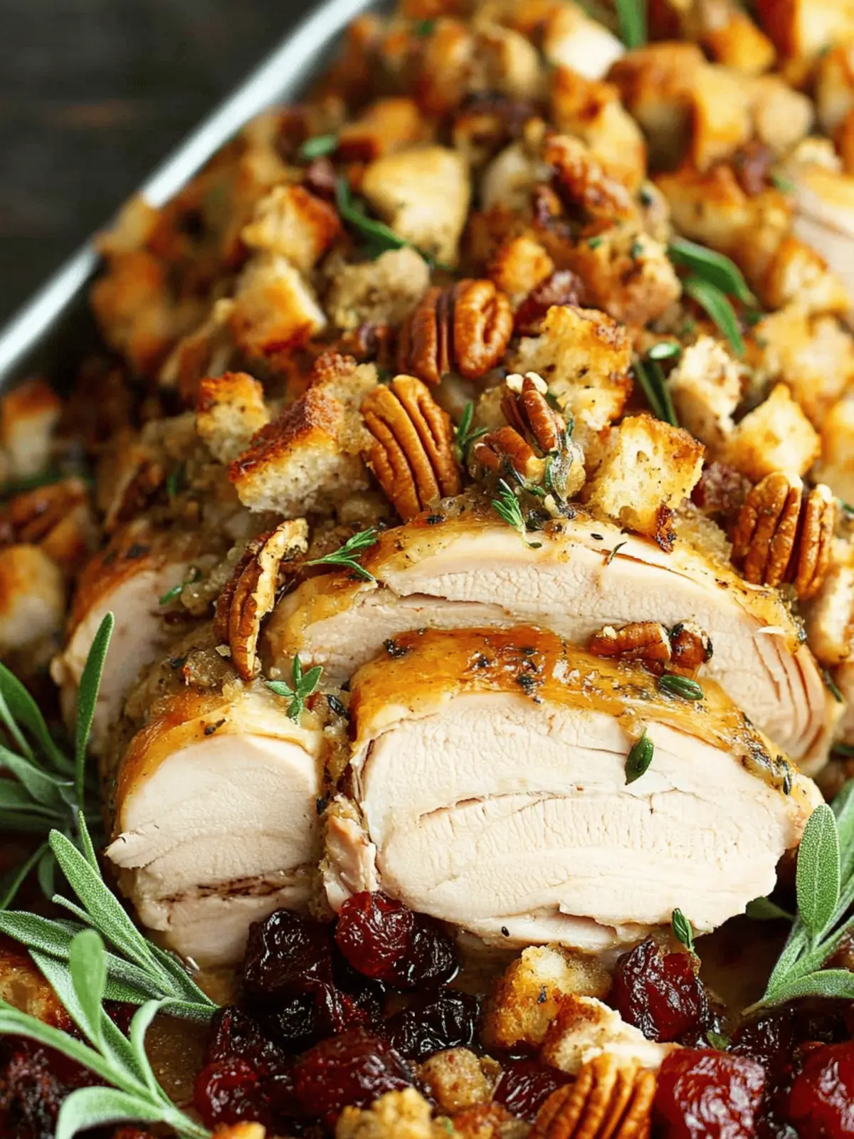 Sheet Pan Herb Roasted Turkey with Cranberry Pecan Stuffing 4 Sheet Pan Herb Roasted Turkey and Cranberry Pecan Stuffing