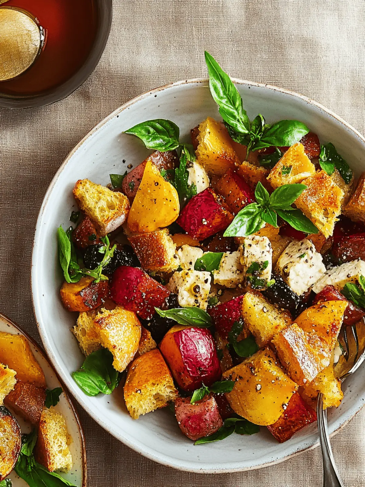 Winter Rainbow Panzanella Salad