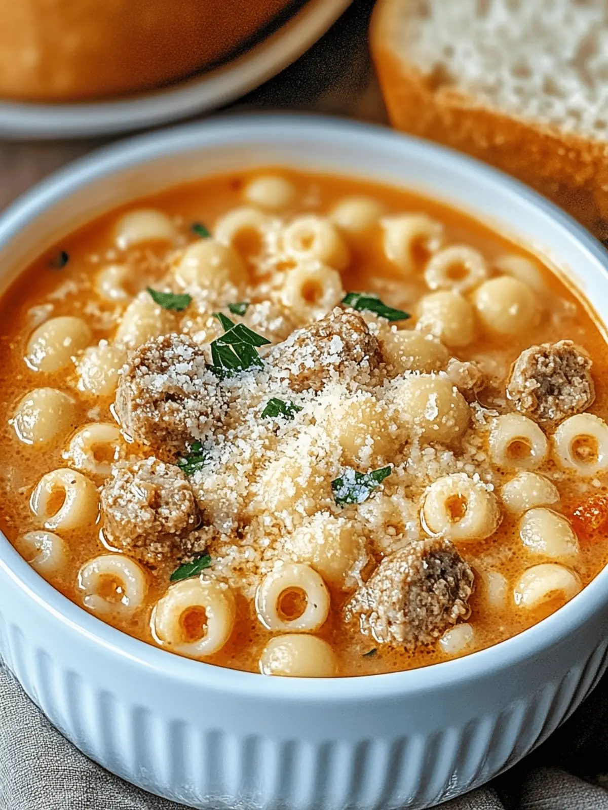 Cozy Up with Parmesan Italian Sausage Ditalini Soup Delight 5 Parmesan Italian Sausage Ditalini Soup