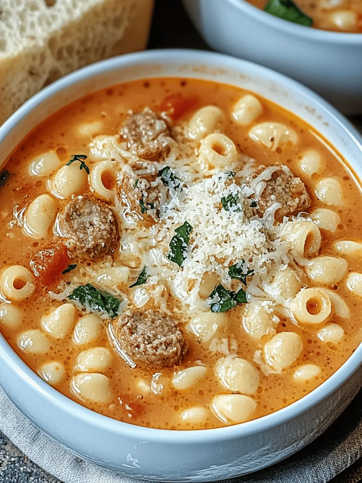 Cozy Up with Parmesan Italian Sausage Ditalini Soup Delight 3 Parmesan Italian Sausage Ditalini Soup