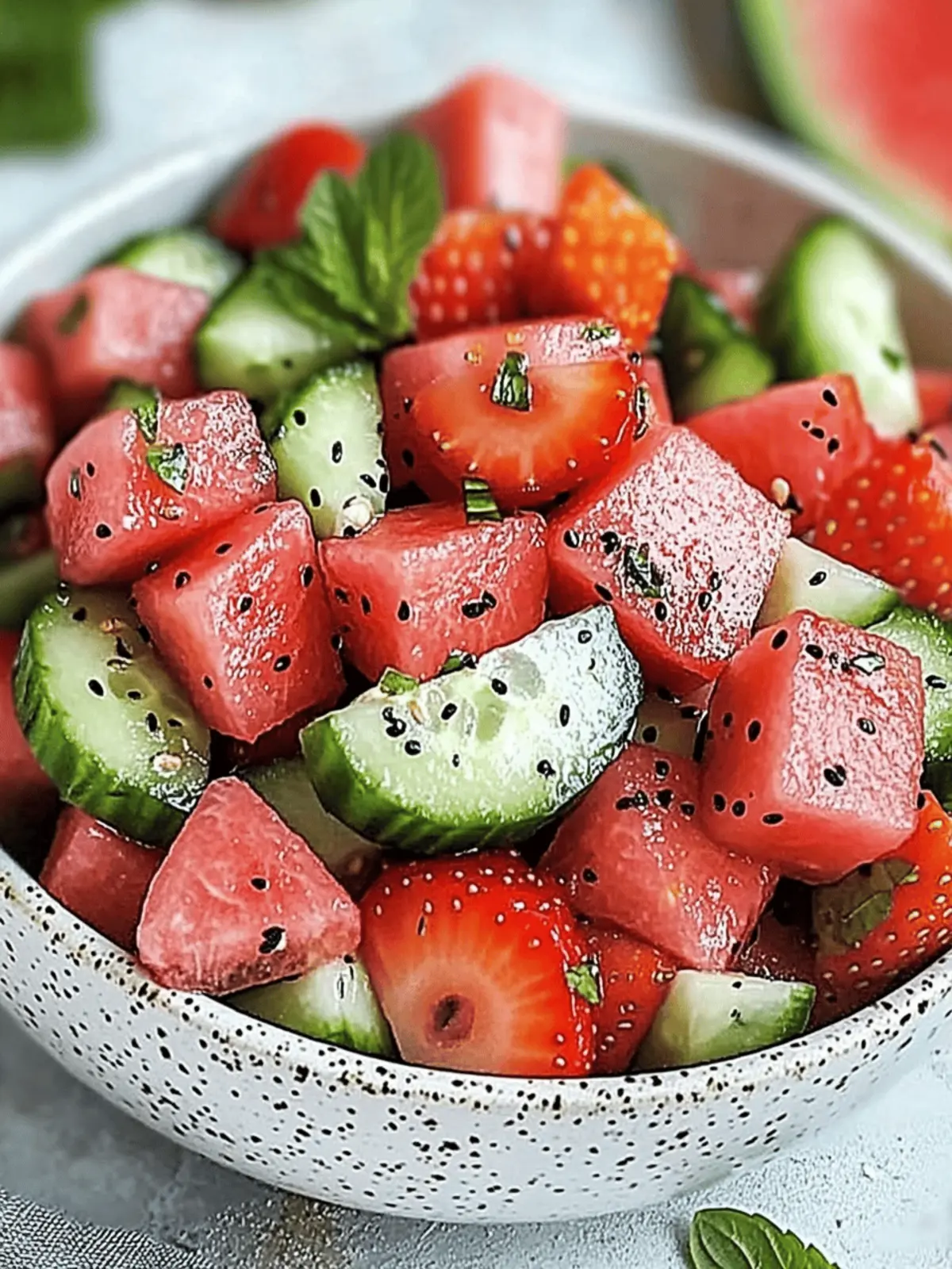 Cucumber Strawberry Watermelon Salad for a Refreshing Summer 2 Cucumber Strawberry Watermelon Salad