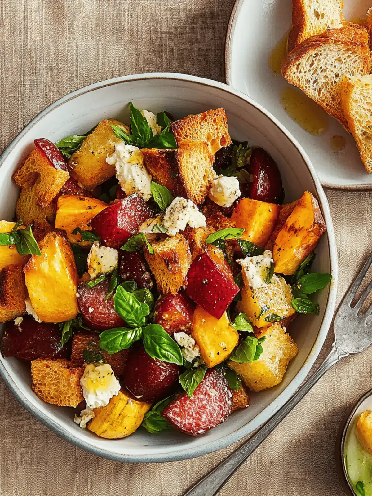 Winter Rainbow Panzanella Salad