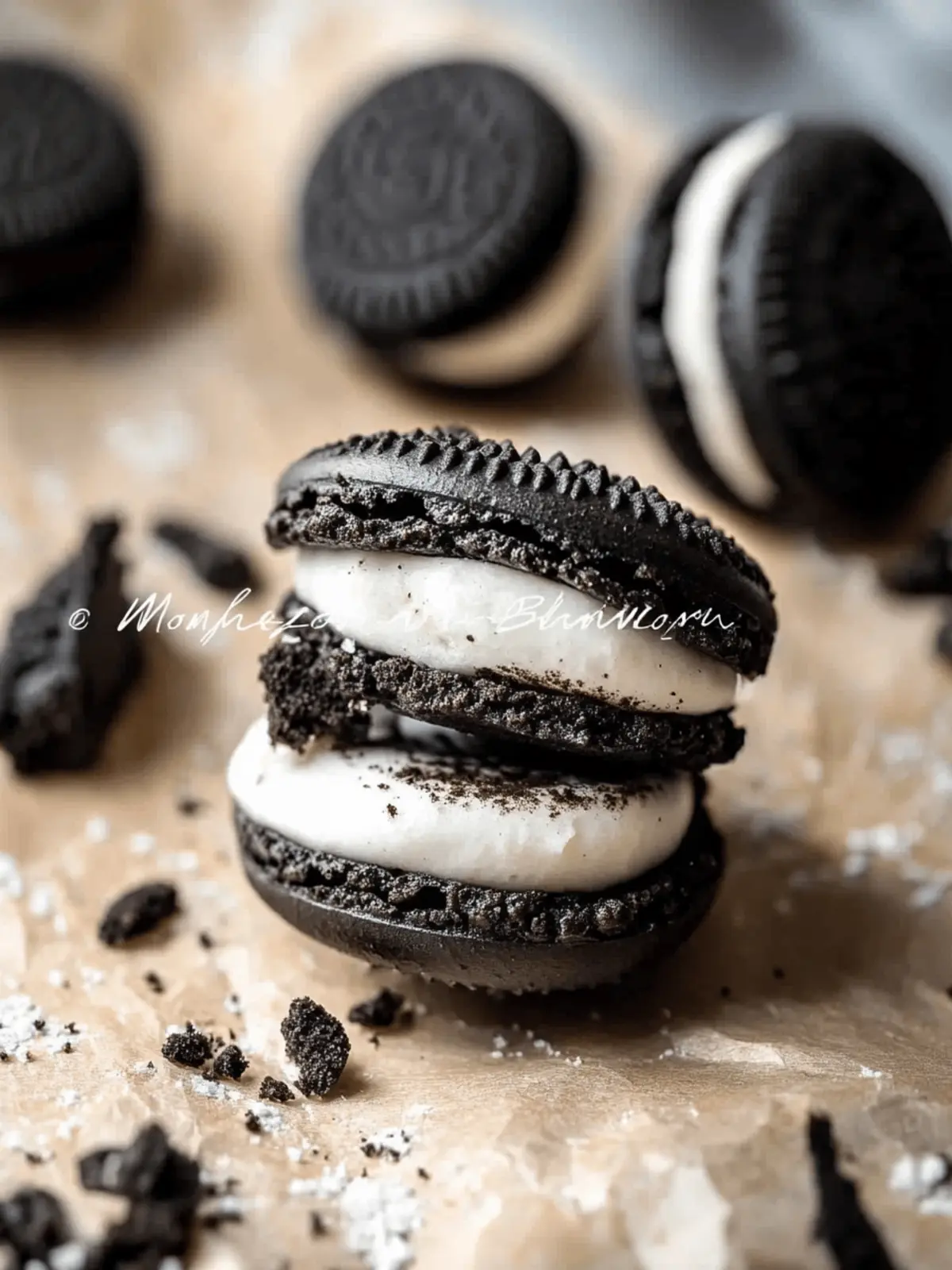Decadent Oreo Macarons with Creamy Vanilla Filling 3 Oreo Macarons