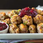 Sausage Stuffing Bites With Cranberry Sauce