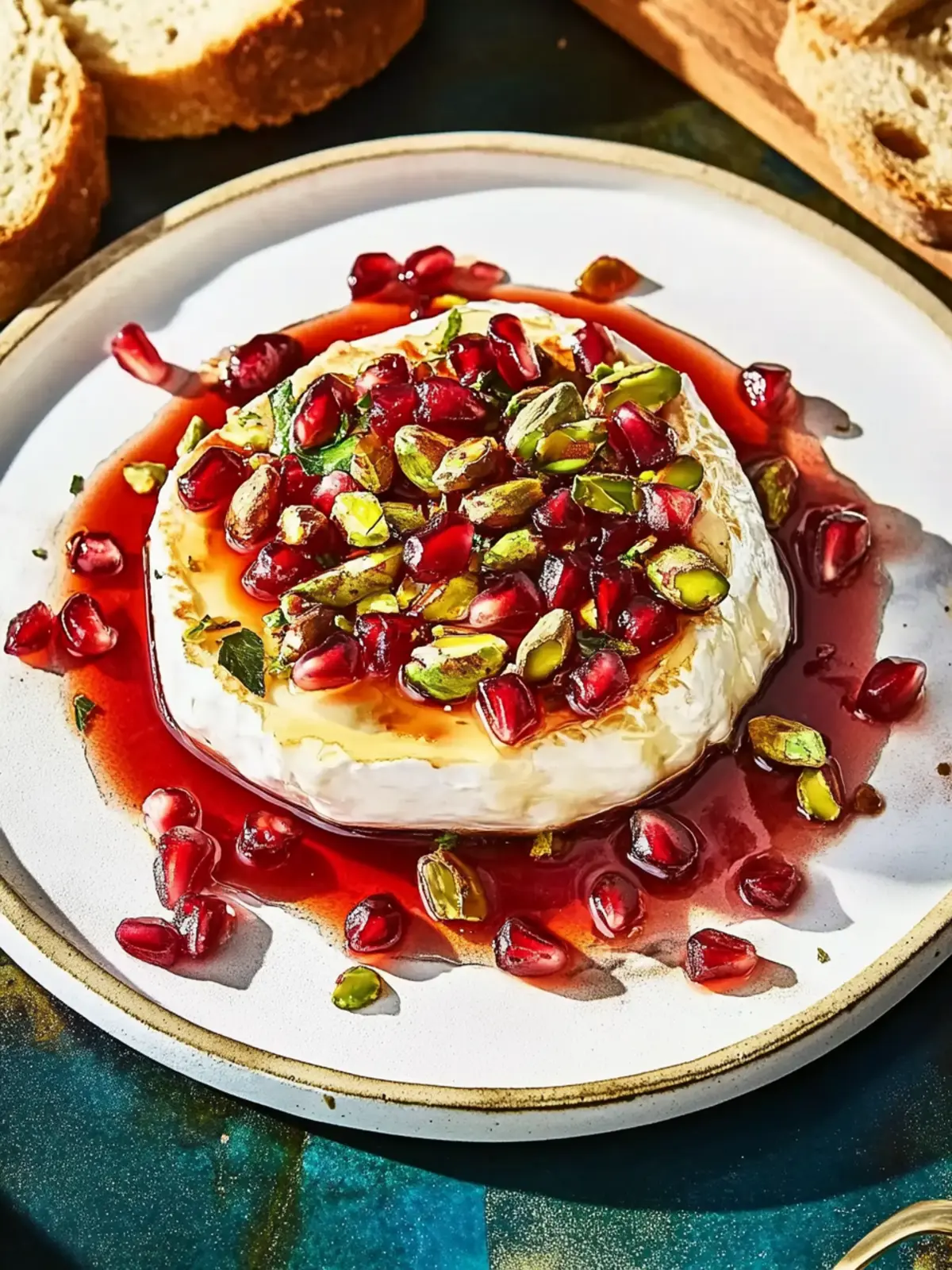 Baked Brie With Pomegranate And Pistachios