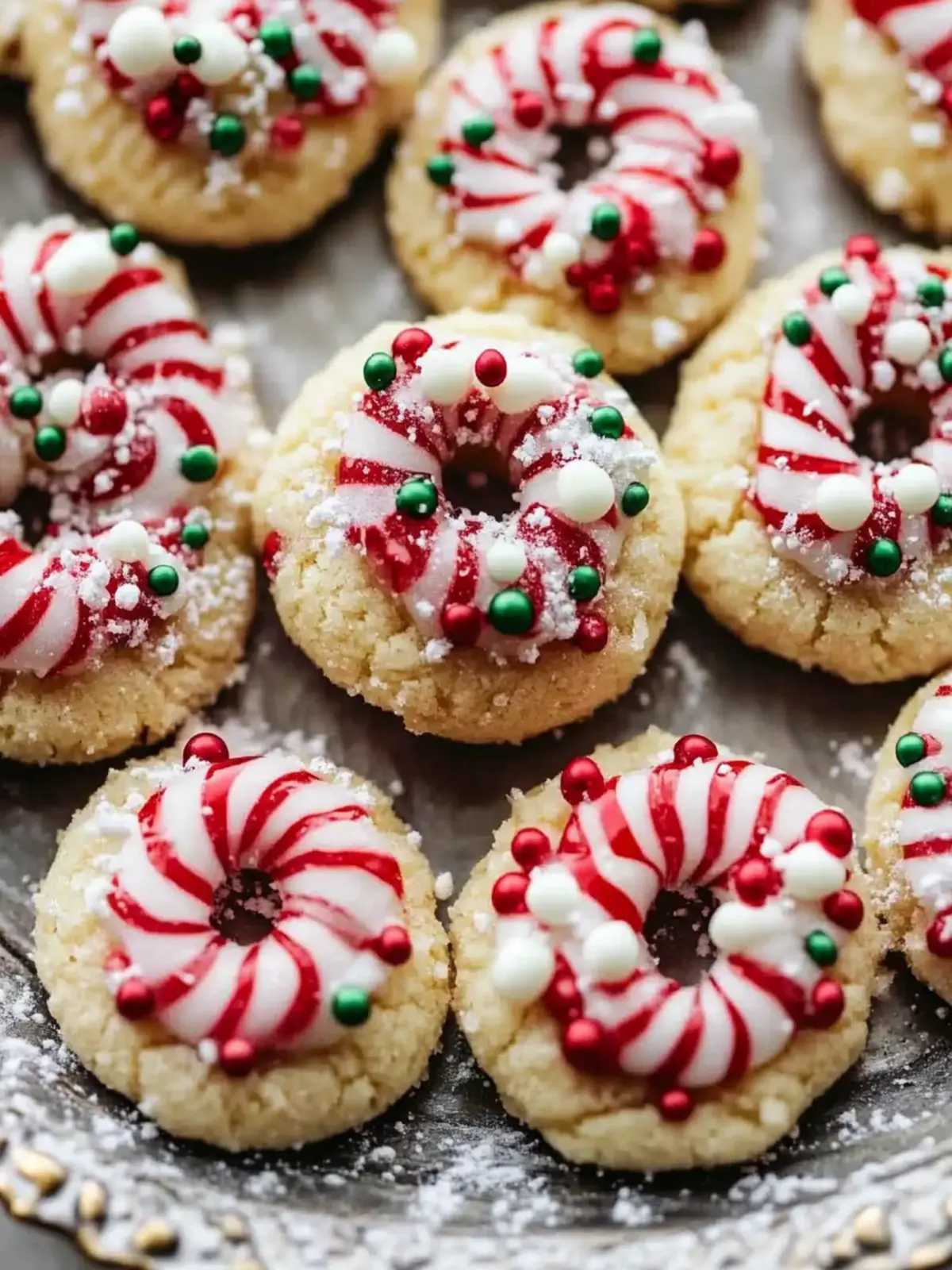 Candy Cane Kiss Cookies