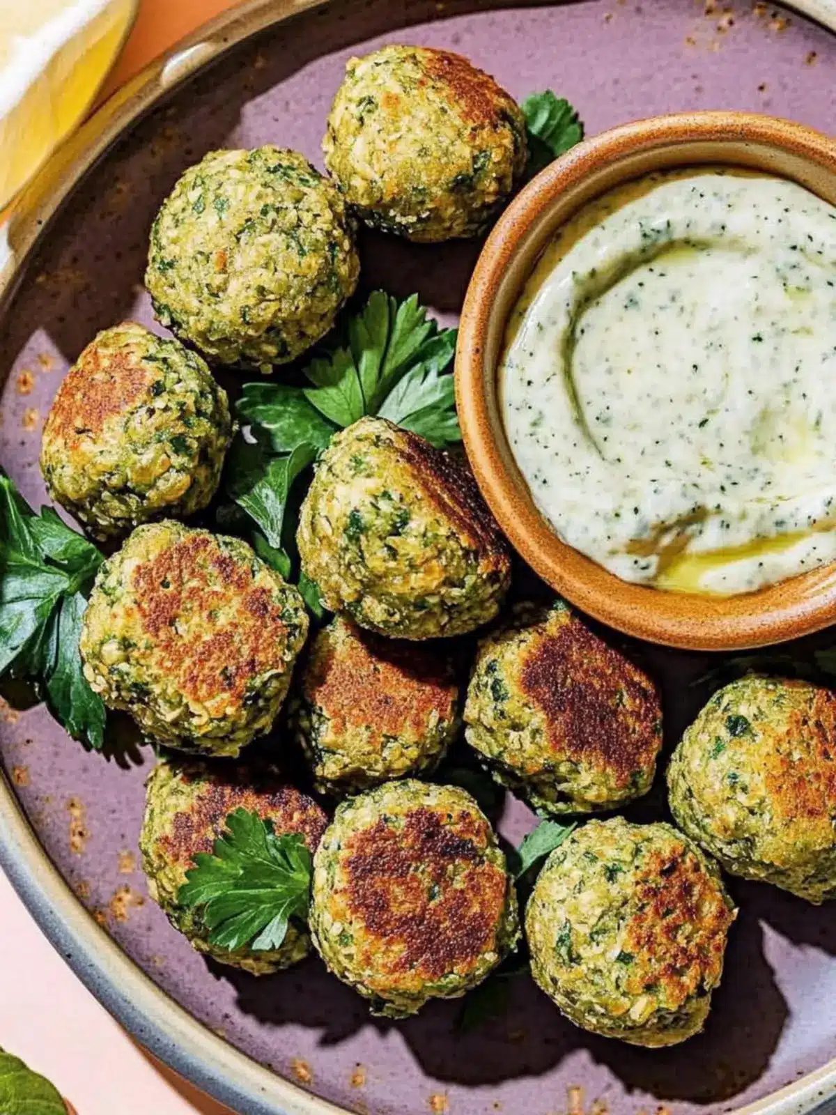 Crispy Baked Falafel Bites with Spicy Tahini Dip Delight 5 Baked Falafel Bites with Spicy Tahini Dip
