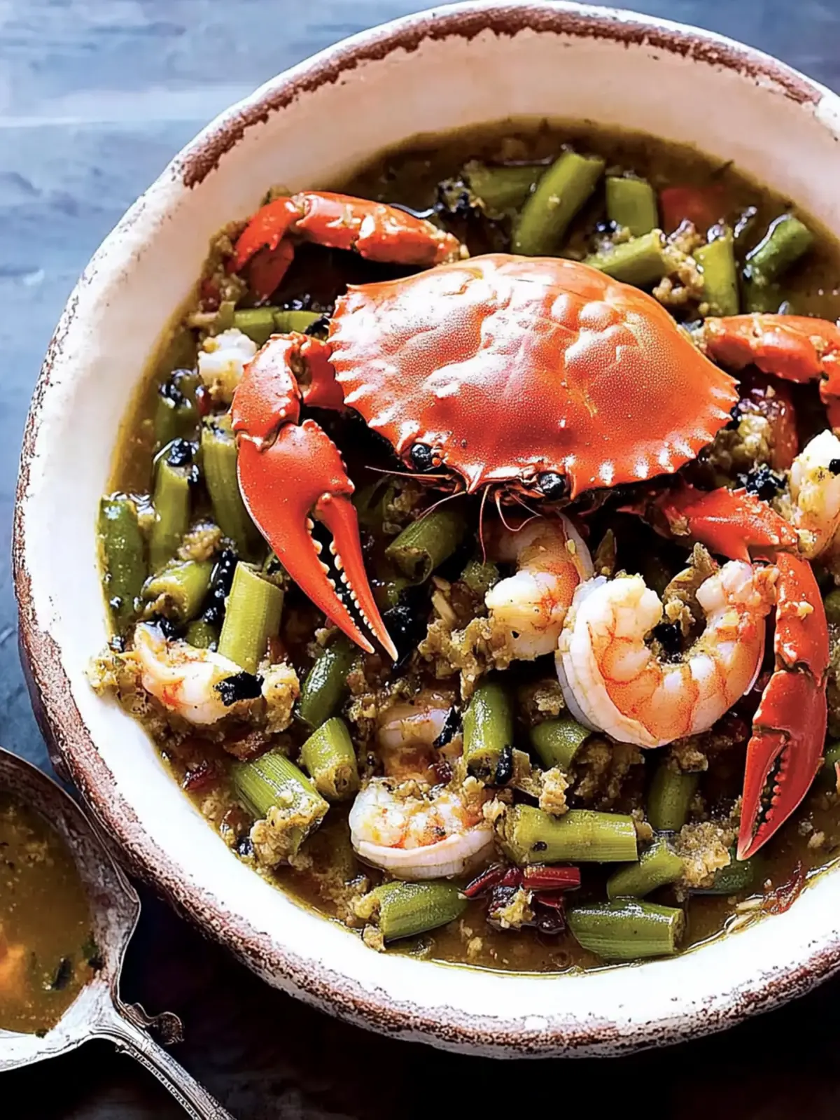 Okra Gumbo with Blue Crabs and Shrimp
