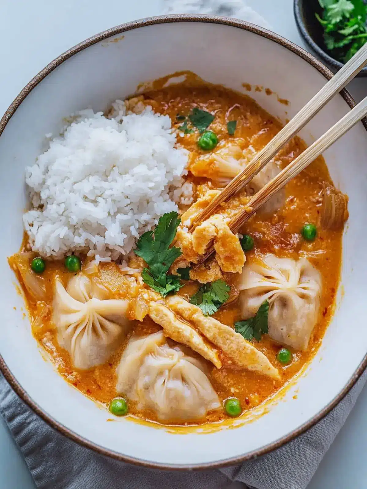Cozy One Pan Dumpling Bake in Creamy Red Curry Goodness 5 Dumpling Bake