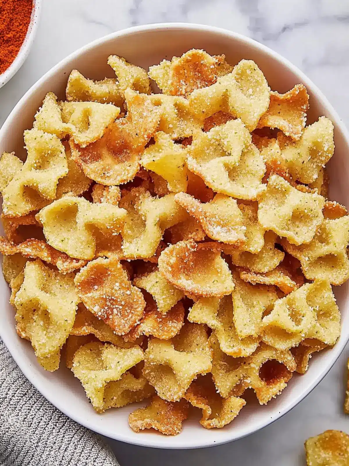Crispy Pasta Chips with Zesty Marinara Dip You’ll Love 2 Pasta Chips