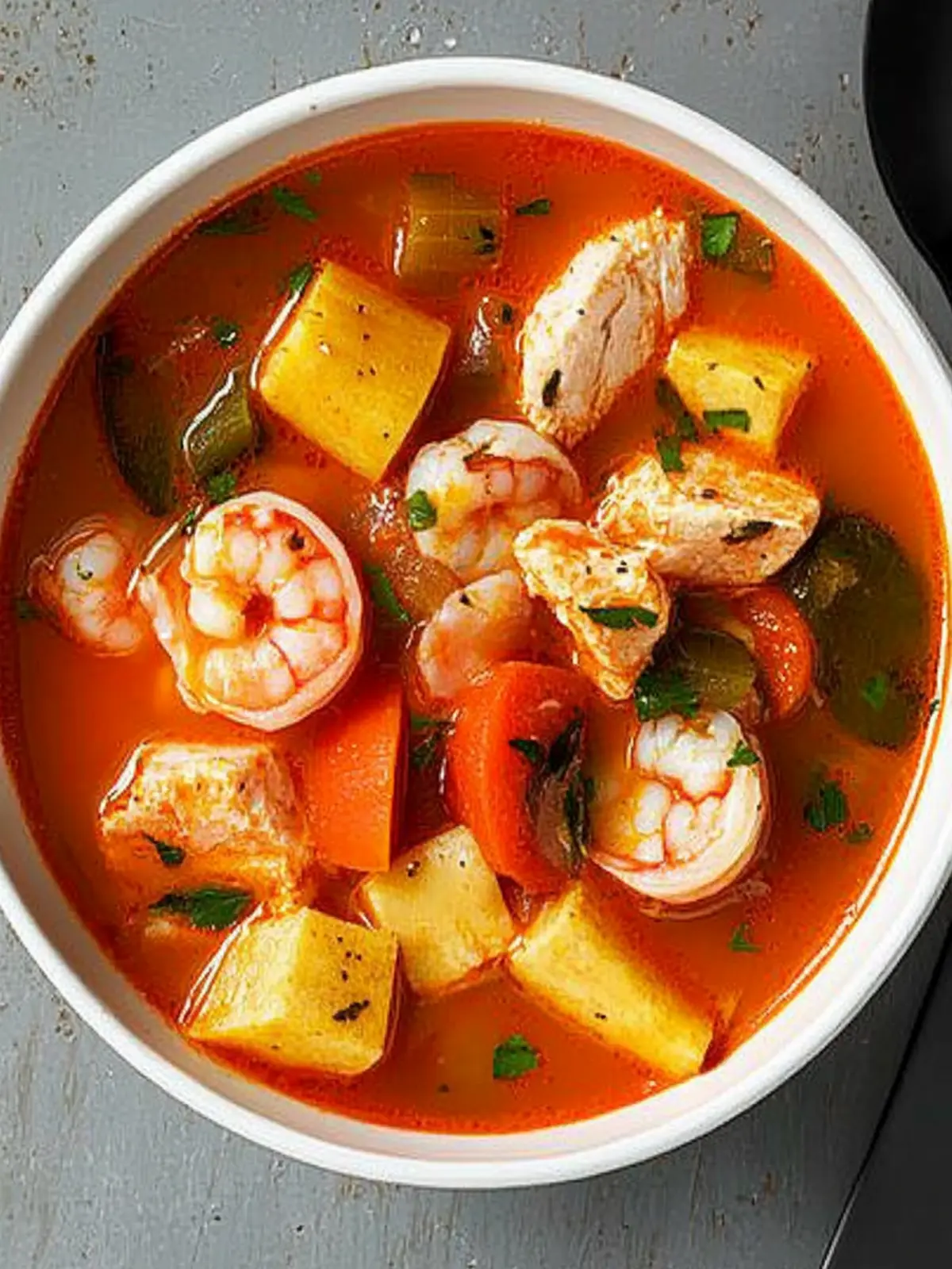 Savory Seafood Soup with Salmon and Shrimp in One Pot 2 Seafood Soup