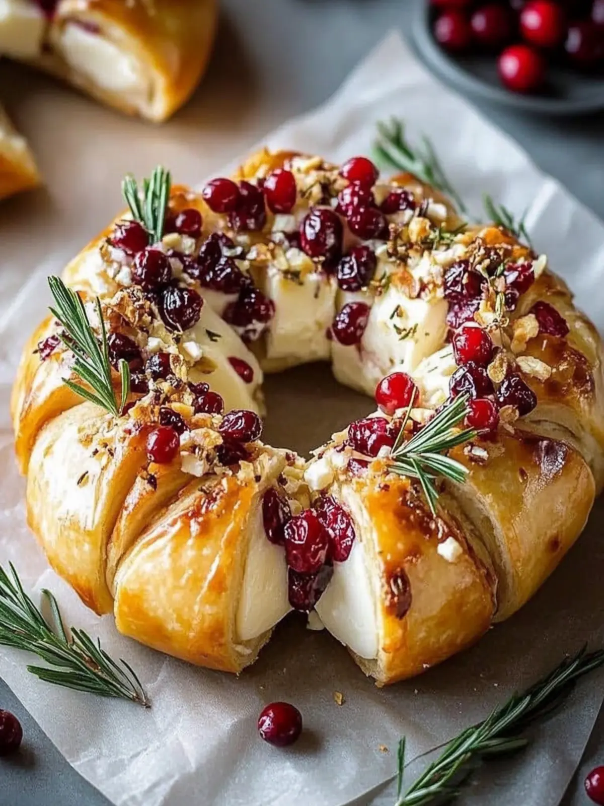 Brie Cheese and Cranberry Christmas Wreath: Festive Delight 4 Brie Cheese and Cranberry Christmas Wreath