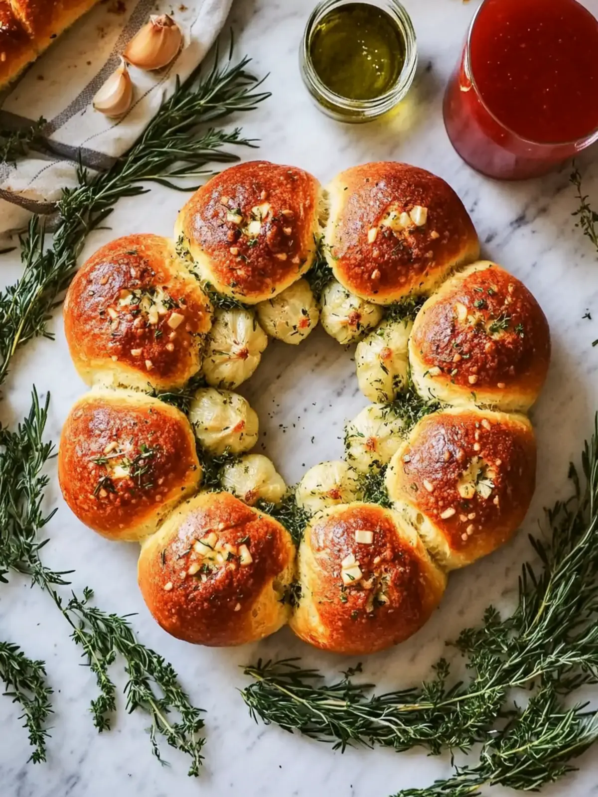 Festive Pull Apart Garlic Bread Wreath for Memorable Gatherings 2 Pull Apart Garlic Bread Wreath