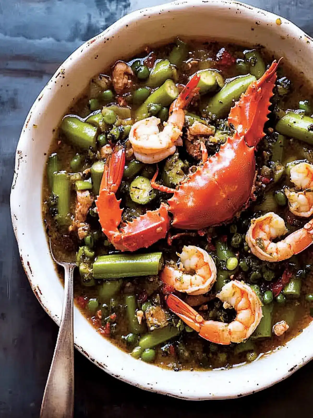 Okra Gumbo with Blue Crabs and Shrimp
