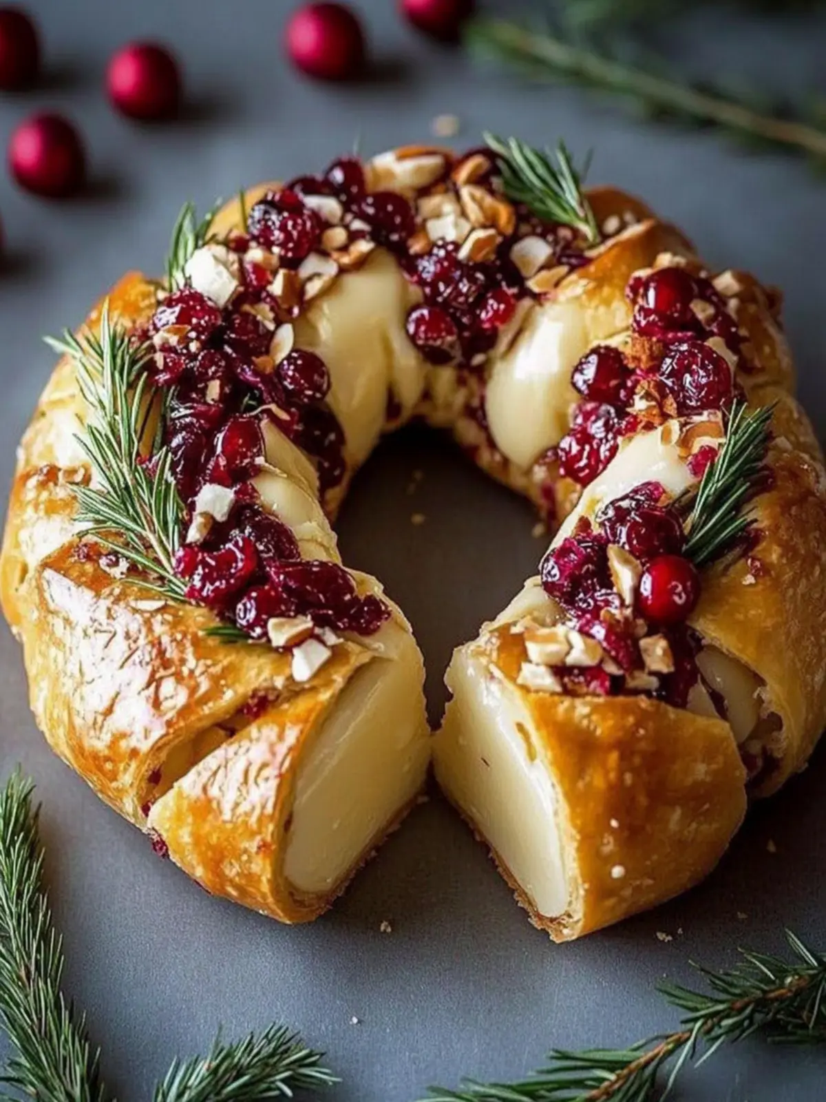 Brie Cheese and Cranberry Christmas Wreath: Festive Delight 5 Brie Cheese and Cranberry Christmas Wreath