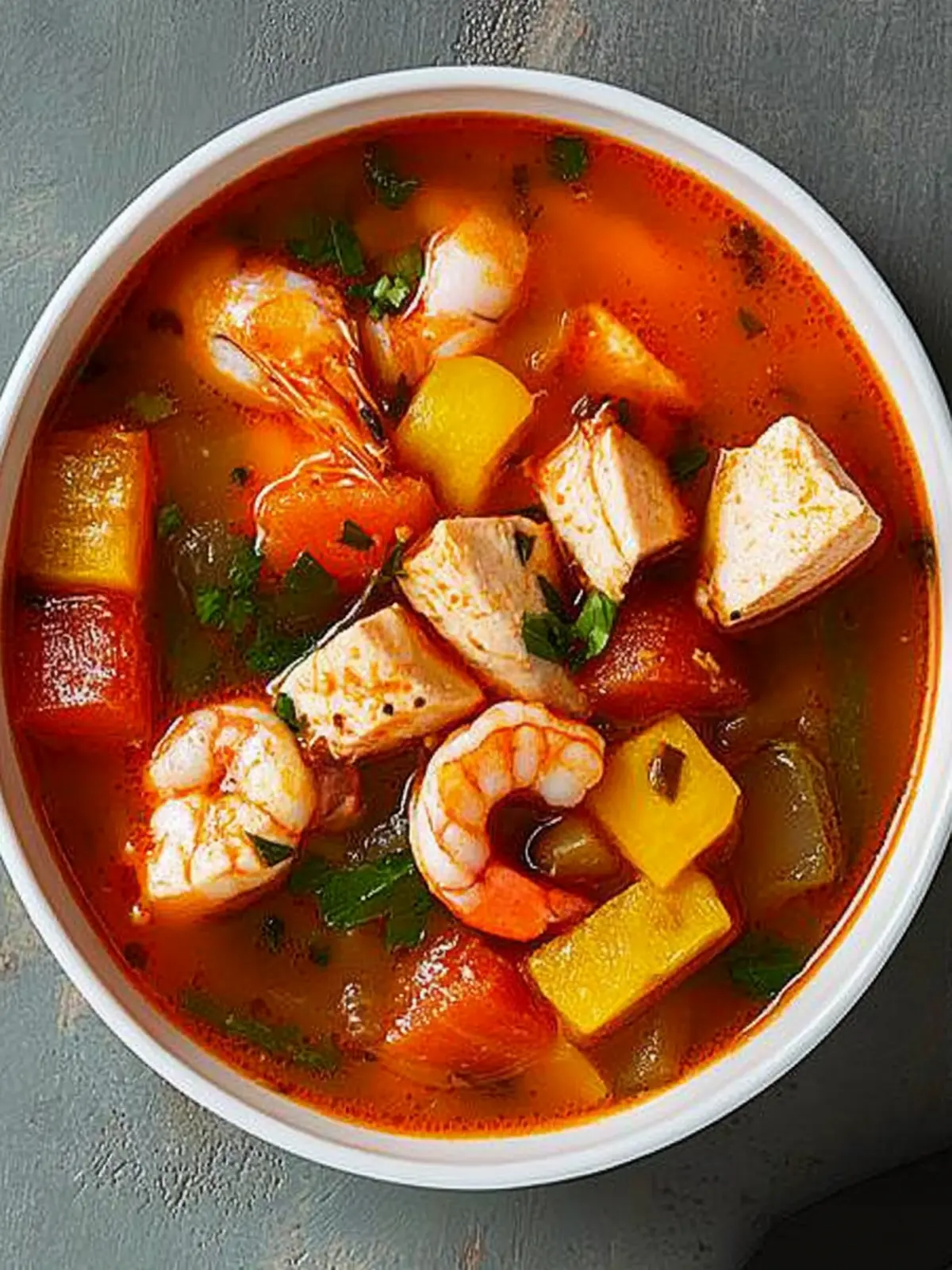 Savory Seafood Soup with Salmon and Shrimp in One Pot 4 Seafood Soup