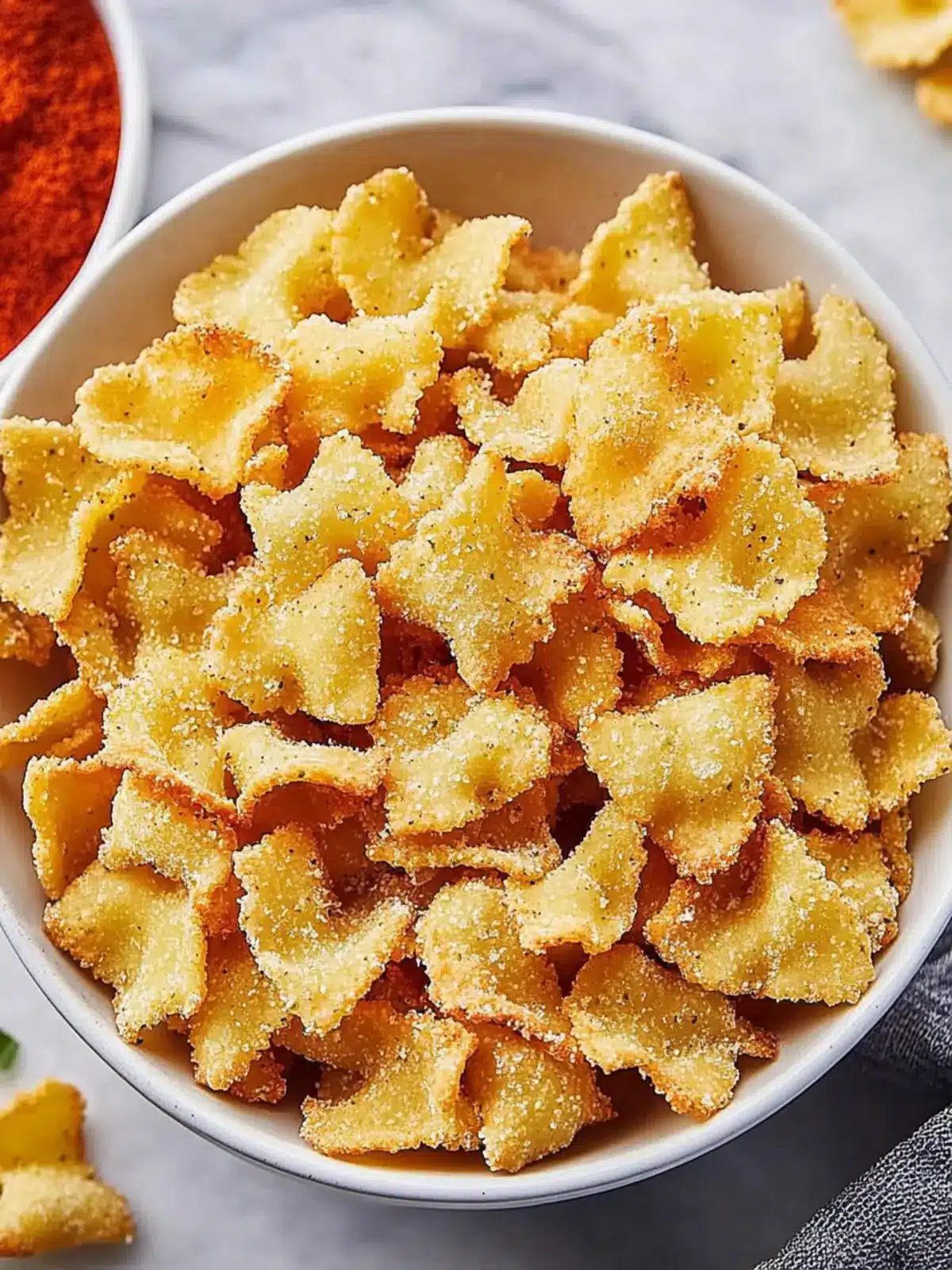 Crispy Pasta Chips with Zesty Marinara Dip You’ll Love 3 Pasta Chips
