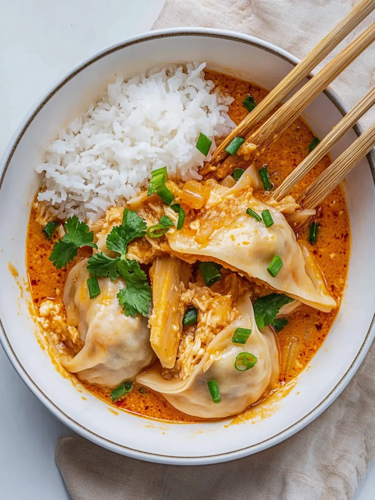 Cozy One Pan Dumpling Bake in Creamy Red Curry Goodness 4 Dumpling Bake